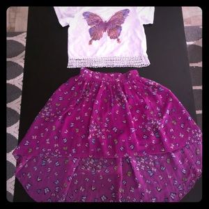 Disney butterfly shirt and skirt